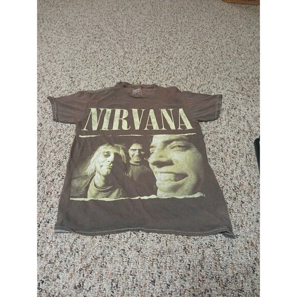 Other - Nirvana‎ Band T-Shirt SMALL Green Kurt Cobain Grunge Pink Rock Skater Distressed